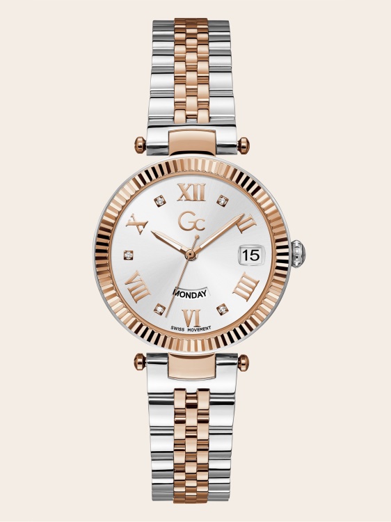 Gc кварцов календар часовник Guess розово злато