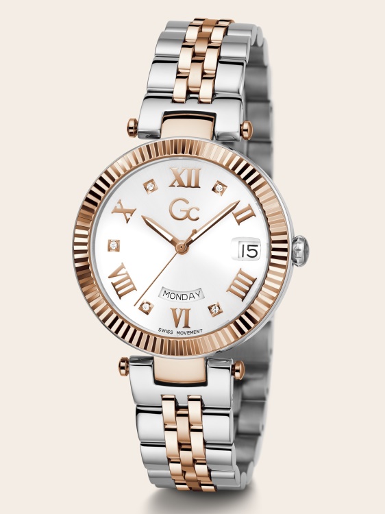 Gc кварцов календар часовник Guess розово злато