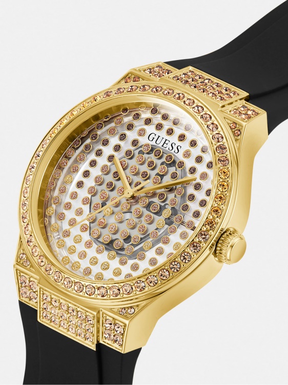 моден сребрен кристален аналогов часовник Guess