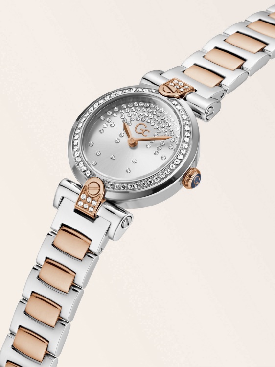 розово злато Gc Kristal аналогов часовник Guess