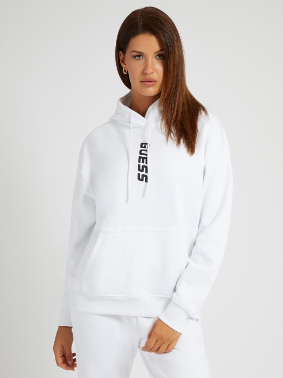 бял суичър с предно лого Guess