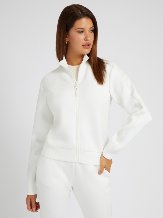 бял суичър с преден цип Guess