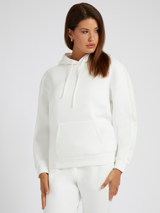 суичър с качулка бял Guess