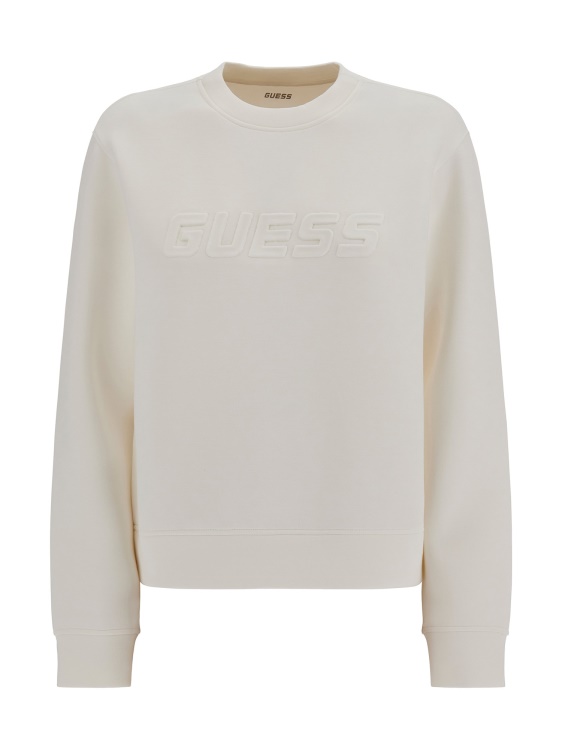 бял преден суичър с лого Guess