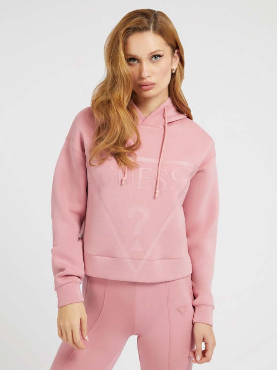 Guess розов суитшърт с лого на триъгълник отпред