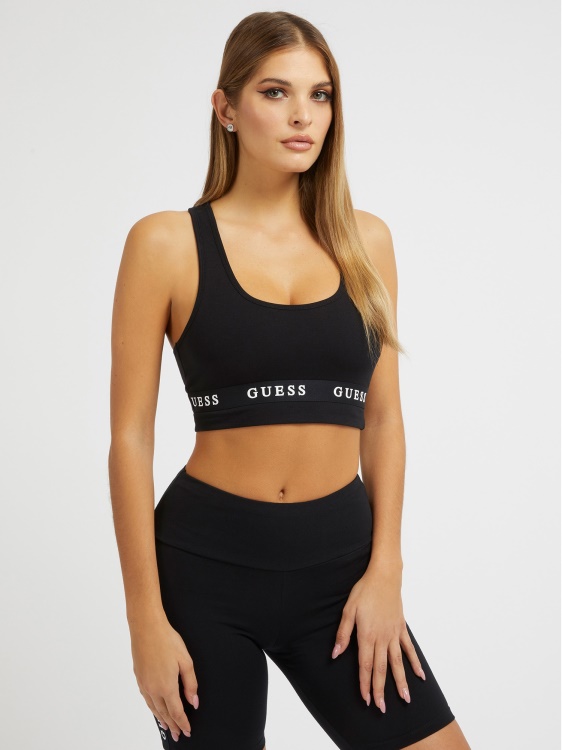 еластично трико с лого активен сутиен Guess черно