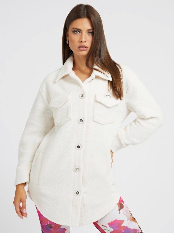 Guess кафява рокля с риза от изкуствена кожа