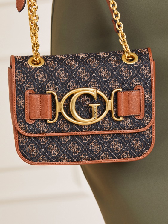 Aileen 4g чанта за кръст с лого Guess тъмно кафяво