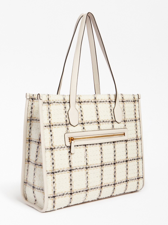 Guess Silvana Tweed Shopper White Multi