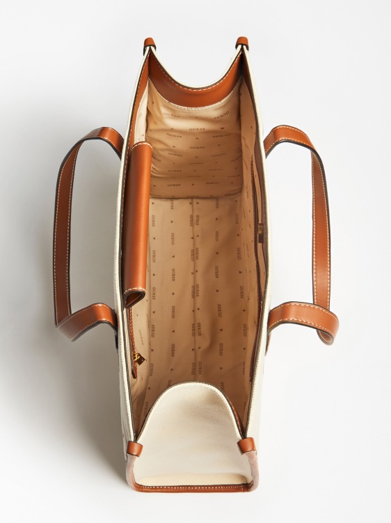 Guess Silvana бродирано лого Shopper кафяво