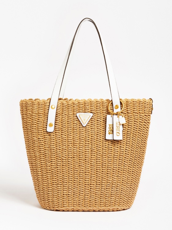 Guess Lilica рафия Shopper бяла