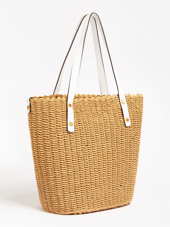 Guess Lilica рафия Shopper бяла