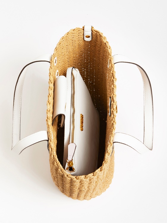 Guess Lilica рафия Shopper бяла