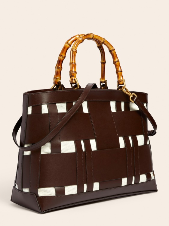 кафява ръчна чанта от истинска кожа Aida Guess