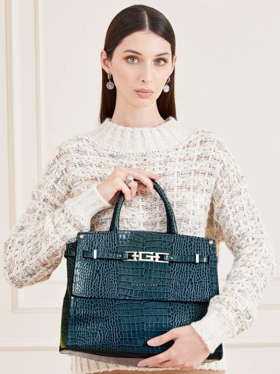 Blue Guess меган луксозна чанта от естествена кожа