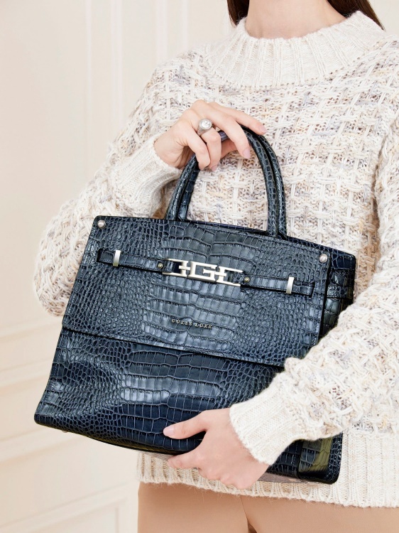 Blue Guess меган луксозна чанта от естествена кожа