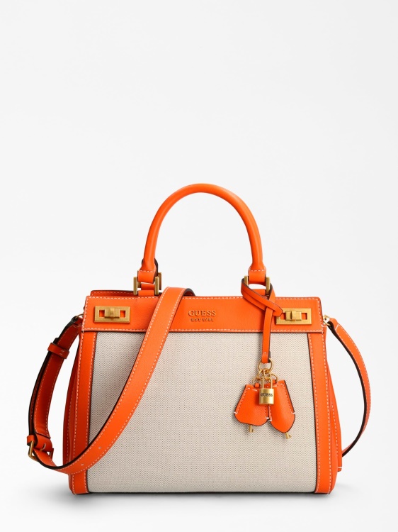 Guess Katey Logo Charm чанта оранжево