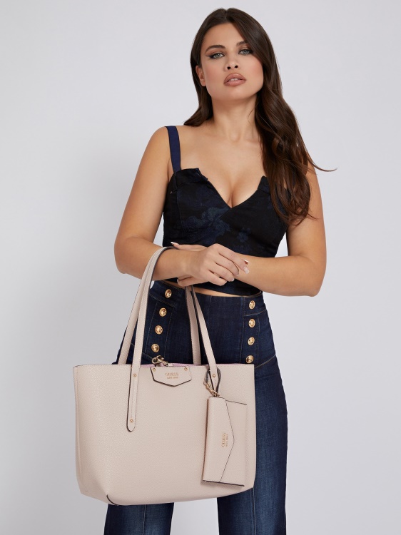 светло розово Guess Brenton Shopper Pochette