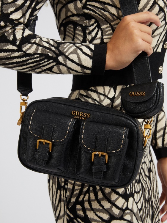 Guess No Limit Pocket мини чанта през рамо черна