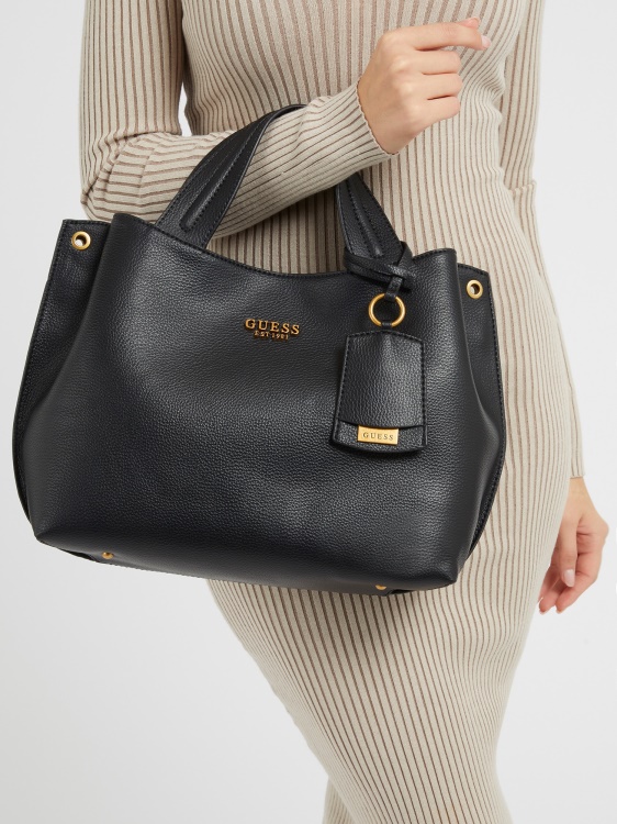 черна чанта Guess Nell Logo-charm