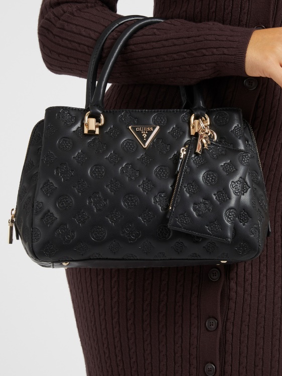 La Femme черна чанта с вдлъбнато релефно лого Guess