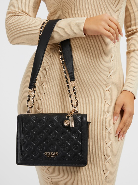Abey с вдлъбнато релефно означение мини Crossbody Guess черно