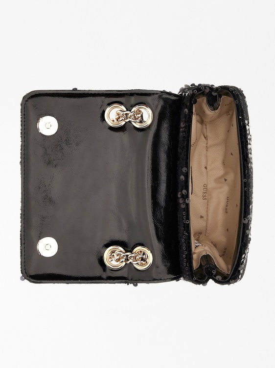 черен Guess Ever пайети мини Crossbody