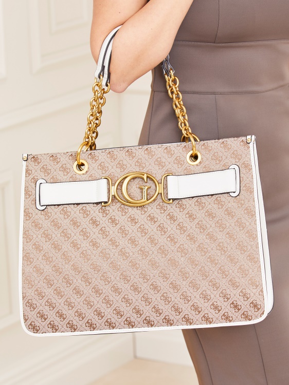 Guess White Aileen 4g Logo Shopper