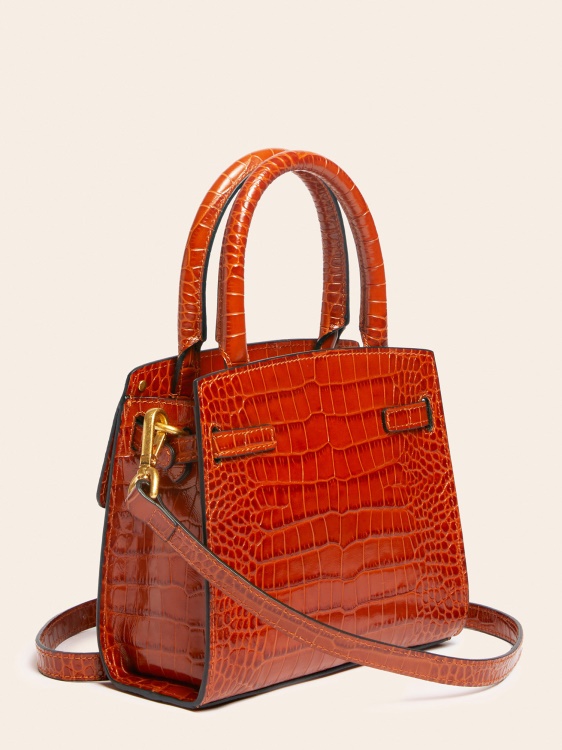 кафява мини чанта от естествена кожа Cristina Guess