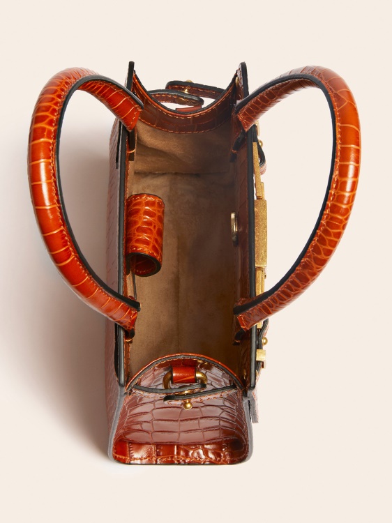 кафява мини чанта от естествена кожа Cristina Guess