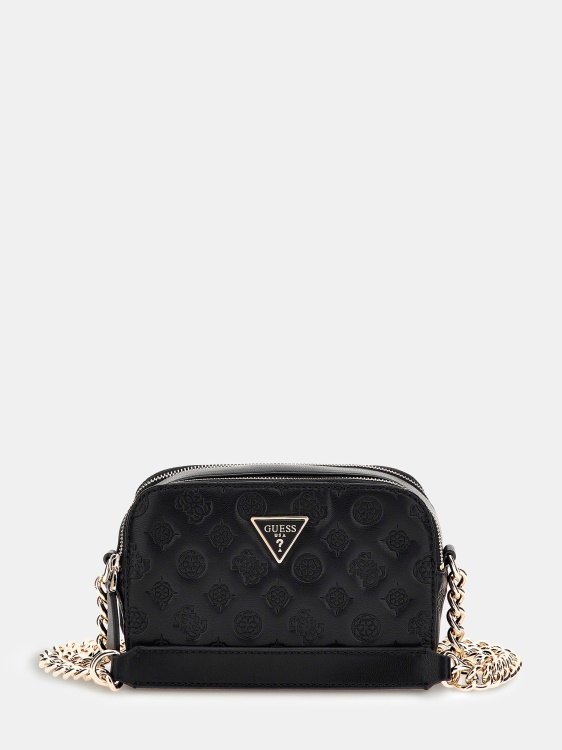 черно Noelle лого с вдлъбнато релефно означение Mini Crossbody Guess