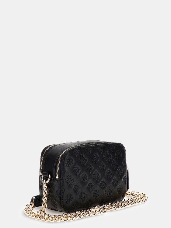 черно Noelle лого с вдлъбнато релефно означение Mini Crossbody Guess