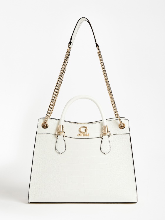Дамска чанта Nell с крокодил Guess бяла