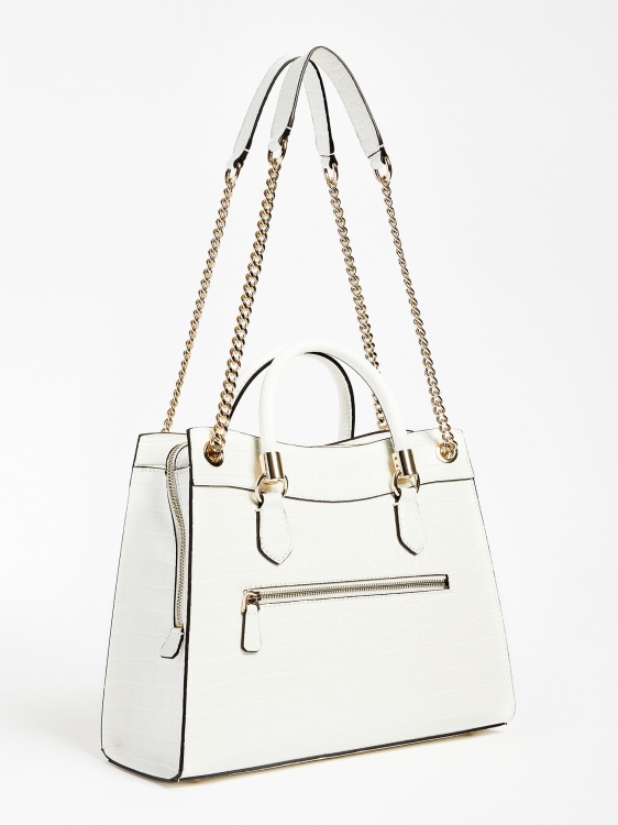 Дамска чанта Nell с крокодил Guess бяла