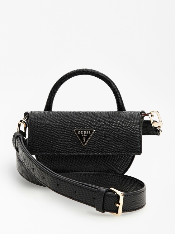 Guess Alexie Saffiano мини чанта черна