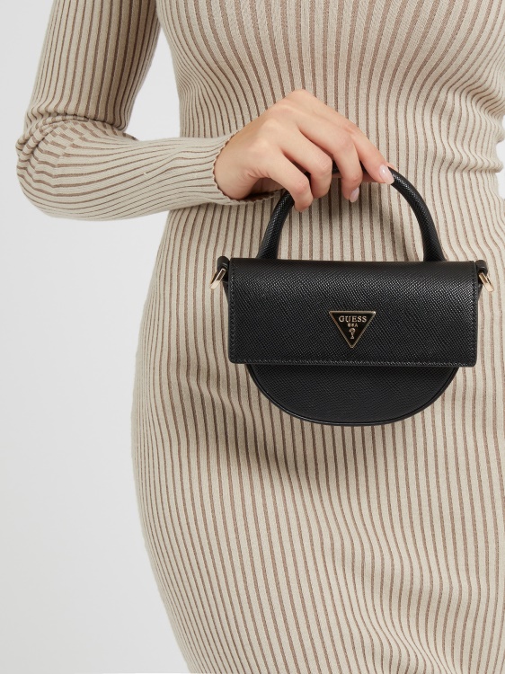 Guess Alexie Saffiano мини чанта черна