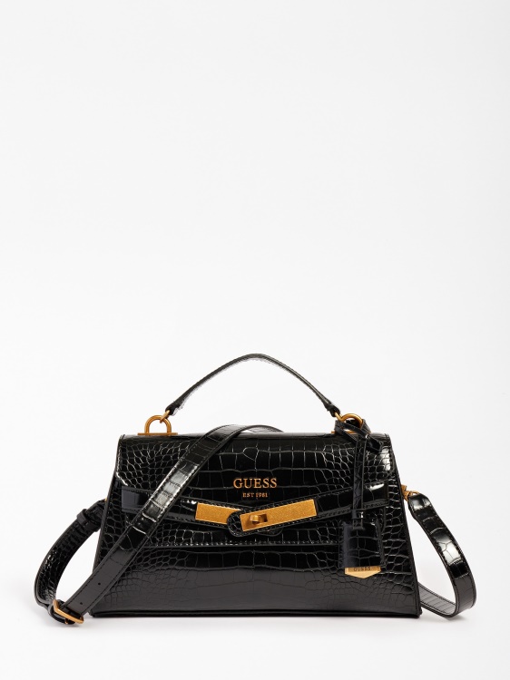 черна чанта с крокодилна щампа Enisa Guess