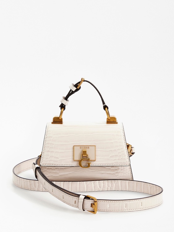 Стефи крокодилна мини чанта Guess бяла