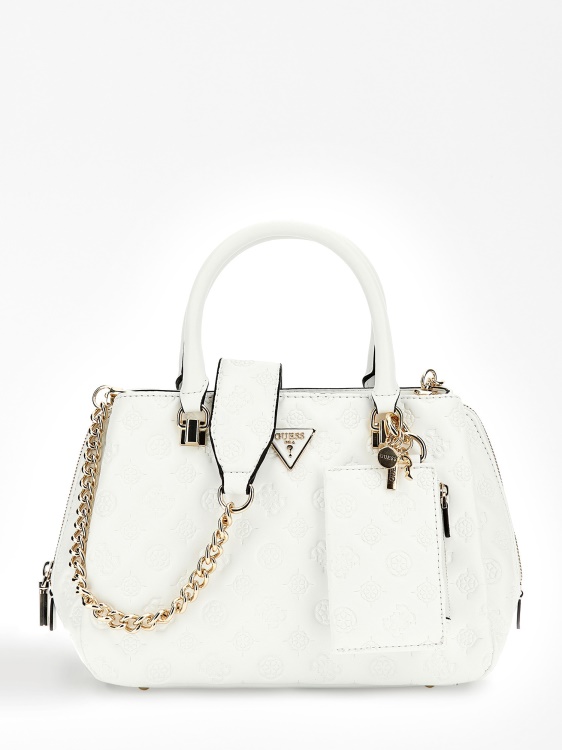 бяла чанта Guess La Femme с вдлъбнато релефно лого