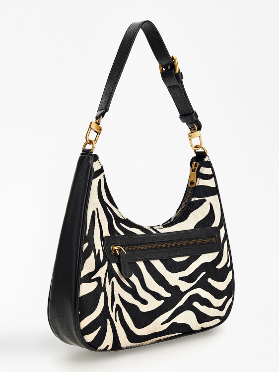 чанта през рамо от естествена кожа Animalier Aviana Guess