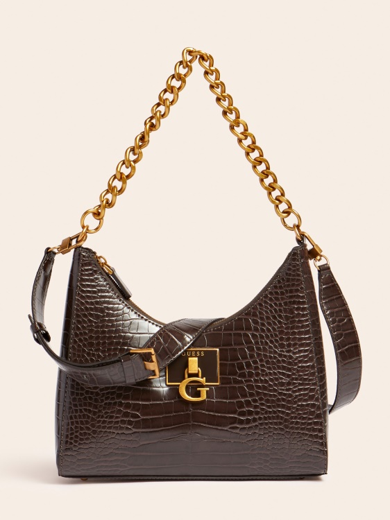 кафяв стефи крокодил щампа Hobo Guess