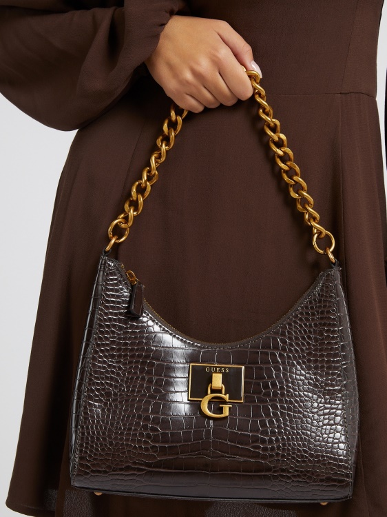 кафяв стефи крокодил щампа Hobo Guess
