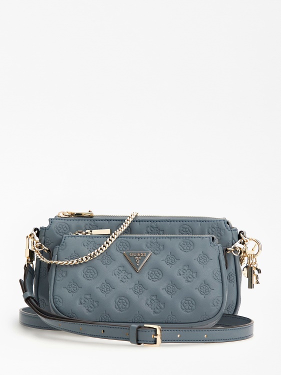 Guess La Femme мини кръстосано тяло с вдлъбнато релефно означение светло синьо