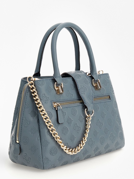 La Femme дамска чанта с вдлъбнато релефно лого светлосиня предположение