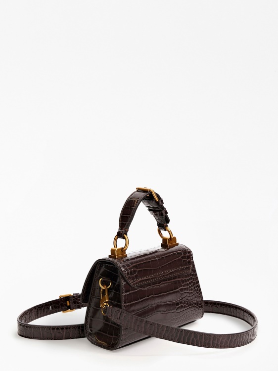 кафява мини чанта Guess Stephi с крокодил
