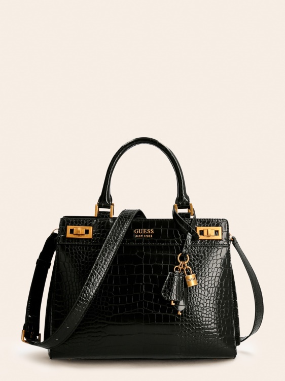 черна дамска чанта Guess Katey с крокодил