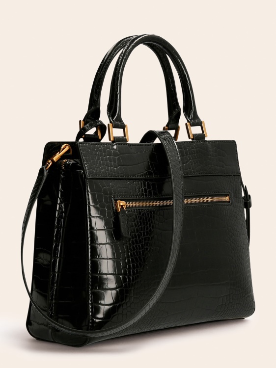 черна дамска чанта Guess Katey с крокодил