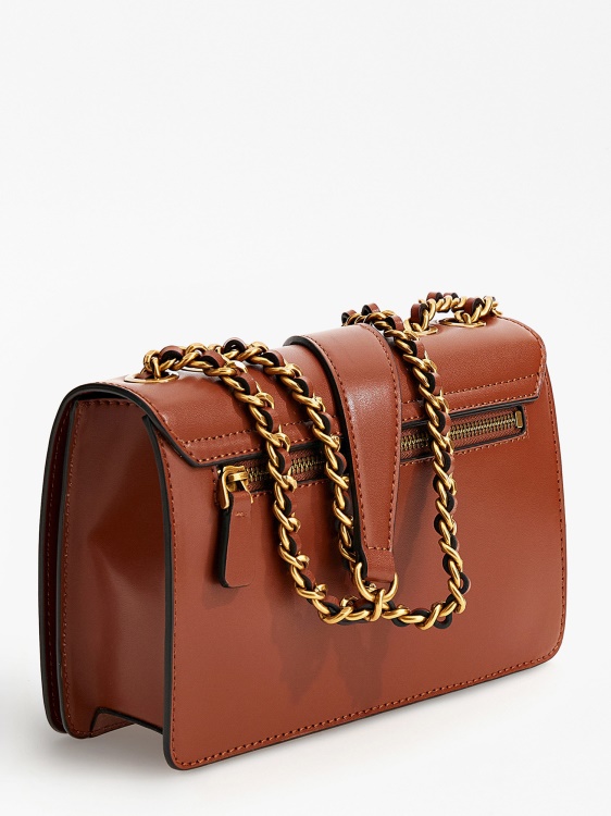 Izzy мини чанта през рамо кафяв Guess