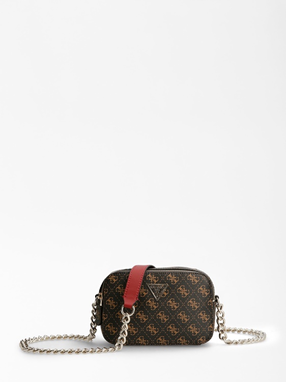 кафява мини чанта през рамо Guess Noelle 4g ​​​​лого