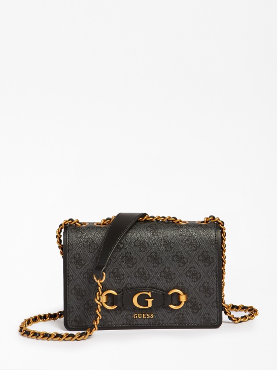 Guess сива мини чанта през рамо с лого 4g Izzy